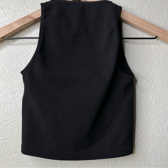 Intimately Free People Black Ribbed Crop Top V Neckline Seamless Tank - Picture 8 of 11